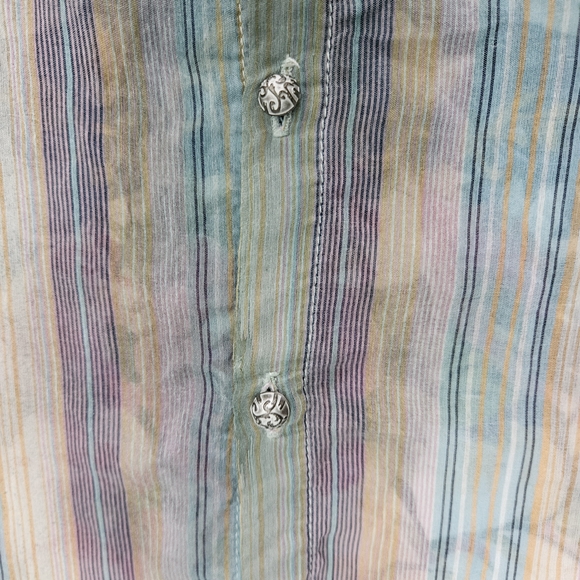 NEW Aratta Multicolor Shirt Size S Stripes Bohemian Leightweight Whimsigoth - Picture 6 of 14